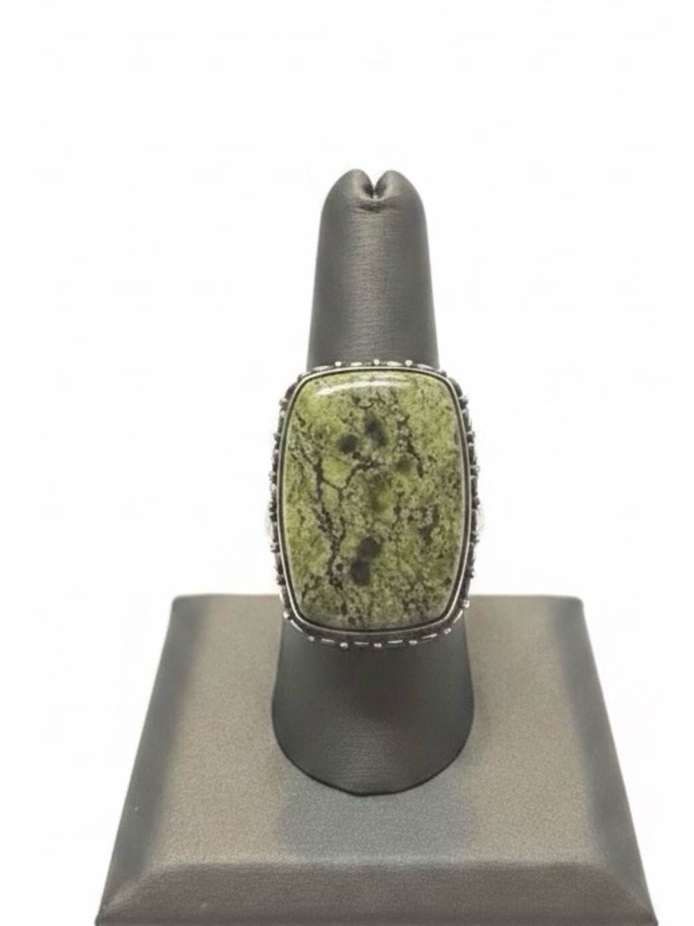 Sajen 925 Green Jasper Statement Ring     Size 8